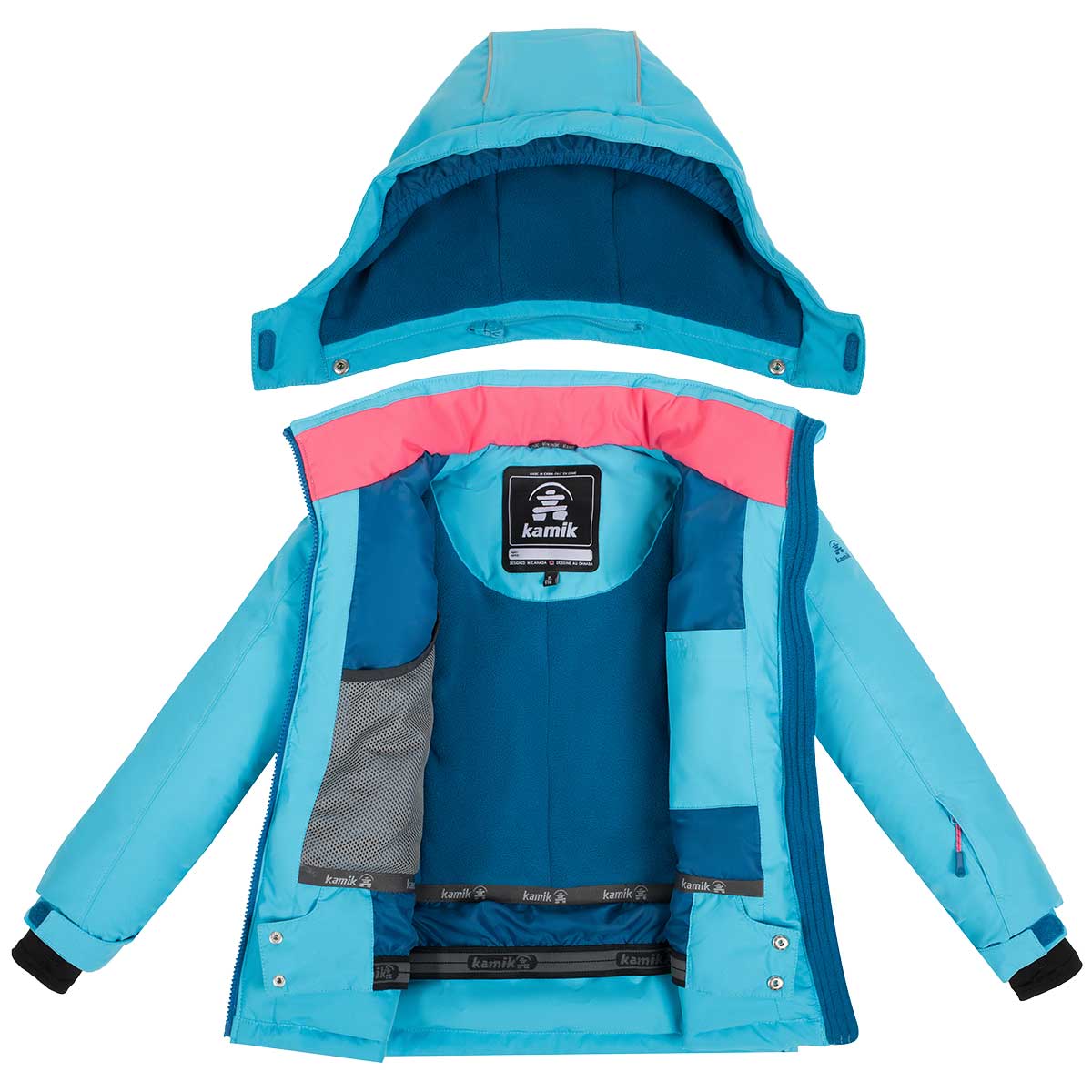 Kamik Aura Jacket Girls' in Cyan Mykonos